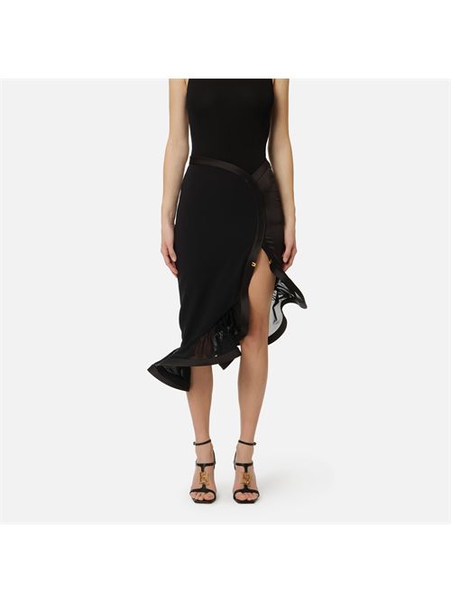 Gonna in crêpe e raso con balza ELISABETTA FRANCHI | GO18062E2/110